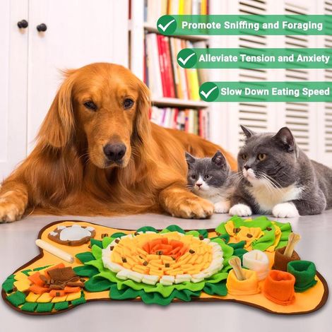 Tapis de fouille pour chien, tapis de recherche pliable avec jeux de recherche et d'alimentation, 64×43 cm (1/5)