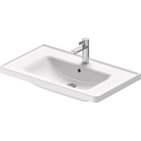 Meuble lavabo D-NEO avec robinetterie intégrée, 1 trou de robinet, 800x480mm, blanc WG (1/5)