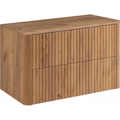 Meuble sous-vasque suspendu LINEA chêne craft d'or 80 cm avec plan de travail (1/5)