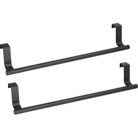 Lot de 2 porte-serviettes noirs à suspendre sans perçage ni clous, pour porte de placard, maison ou hôtel, 36 cm. (1/5)