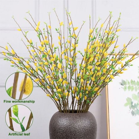 branche de saule décoratif Branche de saule artificiel 84 cm jaune brindille de saule décoratif à 3 luminaire murale (1/5)