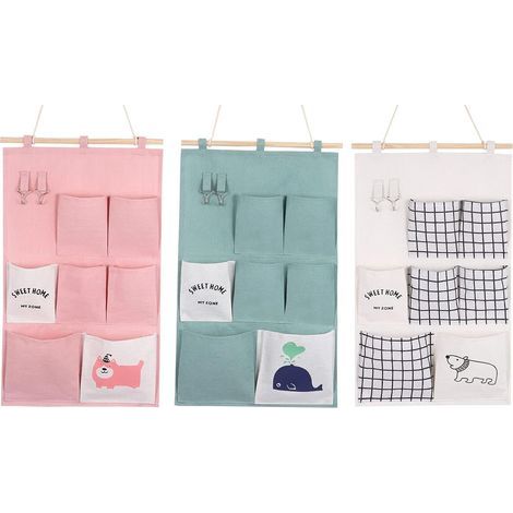 Organizador colgante de 3 piezas, bolsa para utensilios de pared, bolsa de almacenamiento colgante, organizador de pared de 7 compartimentos (1/5)