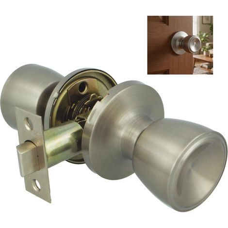 Poignée de Passage en Forme de Coupe Ensemble de Poignées double Acier Inox Serrure d'Entrée 60/70 mm Visserie Incluse Pour Portes en Bois Serrure à Bec-de-Cane Carré Inox Mat (1/5)