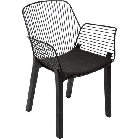 Fauteuil fil noir pieds bois Â« alby Â» atmosphera