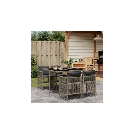 Ensemble à manger de jardin 5 pcs avec coussins Gris (1/5)