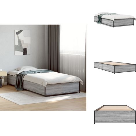 Cadre de lit sans matelas sonoma gris 100x200 cm - Cadre De Lit - Lit Double - Sommier - Lit Design - Lit Moderne (1/5)