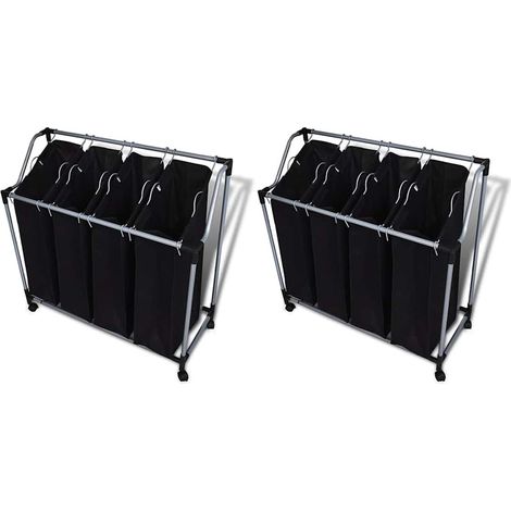 vidaXL Trieuses à linge avec sacs 2 pcs Noir et Gris (1/3)