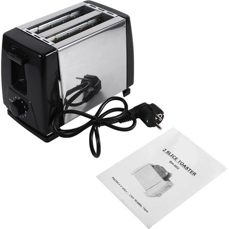 Grille-pain 2 tranches en acier inoxydable, 750 W, électrique, pour le petit-déjeuner et la cuisson du pain, prise européenne 220 V (1/5)