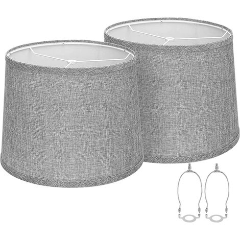 Ortviai Abat-jour en tissu pour lampe de table et lampe sur pied – 2 pièces, gris fumé, diamètre 34 cm, hauteur 20 cm, fixation E26 UNO (1/4)