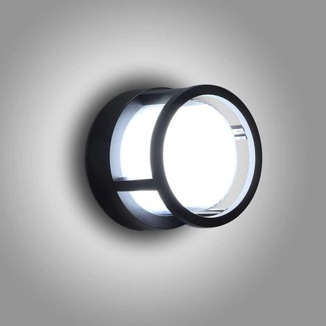 Applique Murale Extérieure LED 12W étanche IP65 Lampe Murale Extérieure En Aluminium Rond Pour Cour Jardin Terrasse Proche Mur Pathway Patio Villa Couloir (Blanc Froid) (1/5)