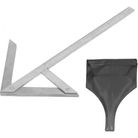 Rapporteur d'angle central, équerre de centrage en acier carbone, mesureur 45-90°, 300x180mm.
