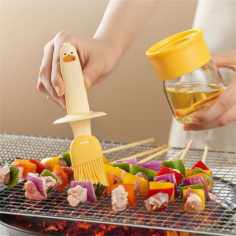 Brosse À Huile - Flacon Doseur - Verre - Brosse En Silicone Alimentaire - Résistant Jusqu’à 220 °C - Pour Barbecue Cuisine Pâtisserie - 1 Pièce (1/5)