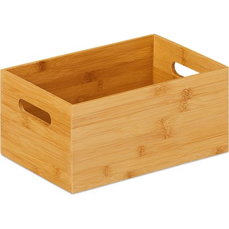 Scatola portaoggetti multifunzionale soggiorno cucina bagno 14 x 40 x 30 cm in bambù naturale 130009737