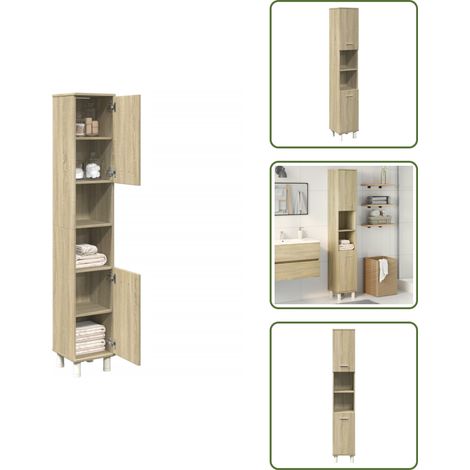 Badschrank Sonoma-Eiche 30,5x30x179 cm Holzwerkstoff - Badschrank - Badschränke - Badezimmerschrank - Badezimmermöbel (1/5)