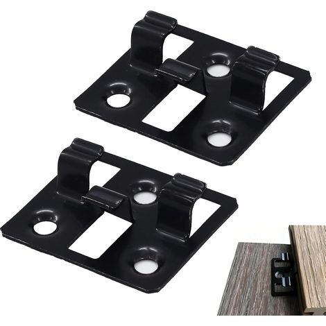 Lot de 100 clips de pont en acier inoxydable - Entretoises cachées pour pont WPC BPC - Avec 100 vis noires (noir, espacement : 5 mm, hauteur : 8 mm) (1/5)