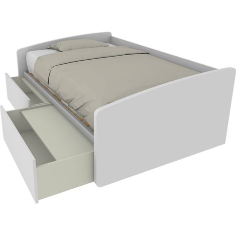 Divano letto singolo 120x190 con cassetti - Ideale per camerette - Bianco (1/5)