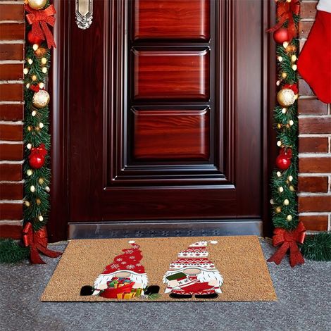 Tapis de bienvenue de Noël avec gnome et nain, tapis anti-salissures pour la maison, la salle de bain et l'entrée, décoration de Noël (1/5)