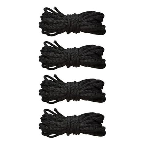 Corde de trampoline pour filet,cordes filet Pièces rechange cordons noirs Cordon tressé 5 mm d'épaisseur filets d'enceinte, 4 cordes file - (1/5)