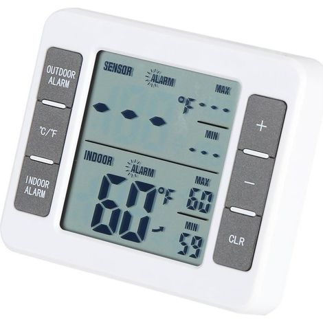 1 Thermomètre numérique sans fil, Alarme sonore, Écran LCD, Capteur intérieur/extérieur, Réfrigérateur congélateur (1/5)