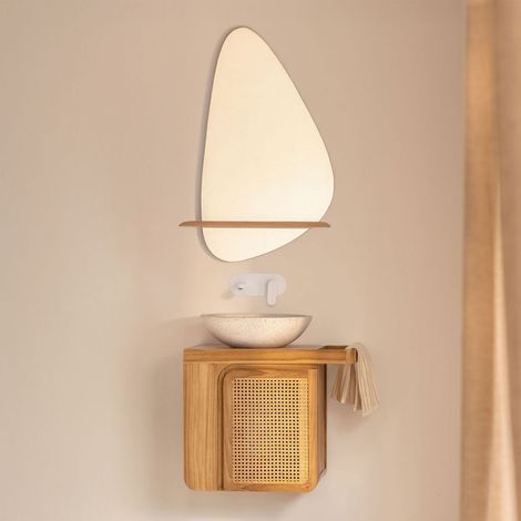 Ensemble meuble de salle de bain suspendu 60x40 cm en bois de teck Georgy SKLUM