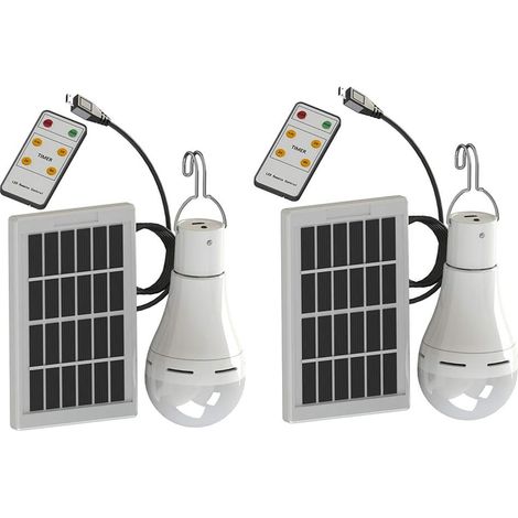 Lampe Solaire LED - 9 W - 350 Lm - 25 LED SMD2835 - 5 Modes - Charge Solaire ou USB 5-8 V - Idéale pour Camping, Urgence, Extérieur - 2 Pièces (1/5)