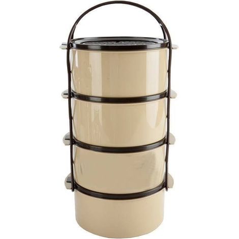 Fiambrera de plástico de 4 niveles, 4 x 1,5 l