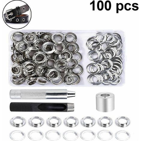 EASYCOMFORT Kit d'œillets 12mm avec pince et 100 ensembles œillets rondelles, trousse outils pour bâche cuir rideau tissu housse piscine avec boîte de rangement (1/5)