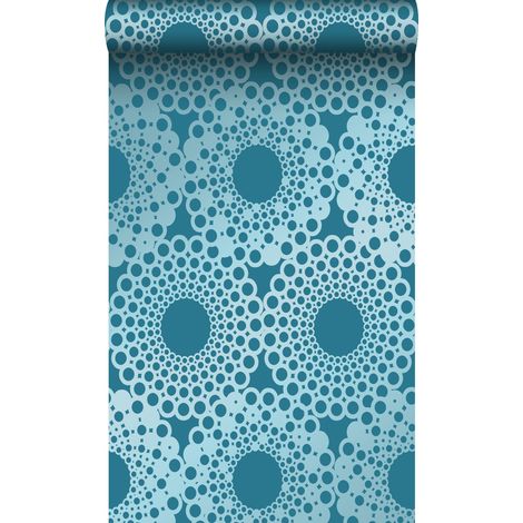 papier peint forme graphique bleu canard - Origin Wallcoverings (1/5)