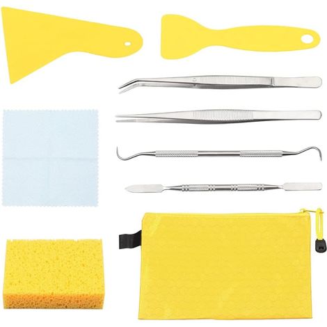 Ensemble de 9 outils pour débutants en mosaïque, comprenant des grattoirs, une pince à épiler à tête droite, une pince à épiler à tête incurvée, un crochet à double extrémité, une spatule (1/5)