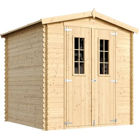 TIMBELA M343C+M343G Casetta da Giardino in Legno per Esterni CON PAVIMENTO TRATTATO - L216xL206xA218 cm/ 3.53 m2 - Piccola Casetta in Legno, Rimessa Attrezzi, Deposito Bici (1/4)