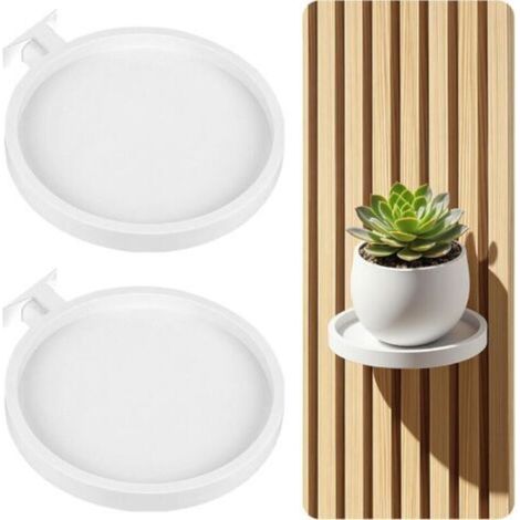 Lot de 2 supports pour plantes pour panneaux acoustiques - Blanc - Accessoires sans perçage - Pour panneaux muraux/panneaux acoustiques - Pour salon, chambre à coucher, bureau, cuisine