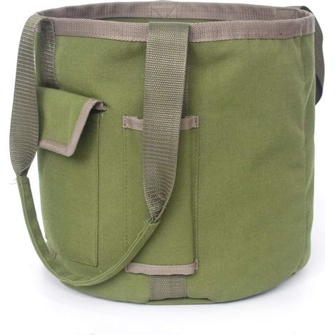 Sac à outils de jardin seau avec 2 poches, sac fourre-tout à outils de jardin en toile imperméable (1/5)
