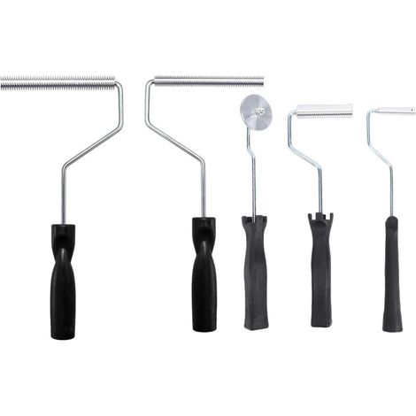 Kit de 5 rouleaux de stratification en fibre de verre avec tête en aluminium et palette à bulles pour la réparation de moules, de résines composites, de baignoires et de bateaux-Crezuo