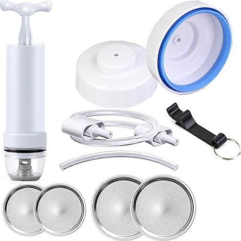 Kit de mise sous vide pour bocaux, compatible avec bocaux à ouverture large et standard, machine de mise sous vide pour conservation des aliments, kit complet pour sceller vos bocaux facilement (1/2)