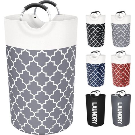 Large laundry basket, laundry hamper, laundry bag, foldable, tall with handles, waterproof, travel, bathroom, college, storage essentials for university dorm, family (grey)...