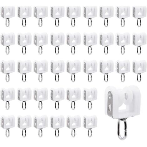 BUNTHAUS 40 pièces Rouleaux de Rail de Rideau, Rouleaux de Rail de Rideau en Plastique à Deux Roues,pour Accessoires Rideaux dans Salles de Chambres(Blanc) (1/5)