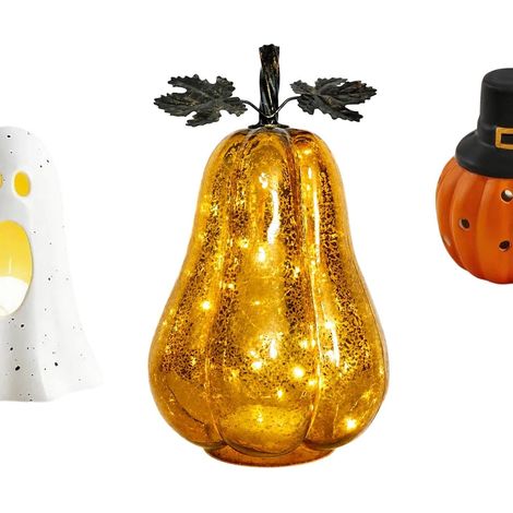 s en verre avec lumières décoratives Lampe pour Fall et Halloween en Verre LED Pour table de ferme automne Thanksgiving automne Halloween maison (1/5)