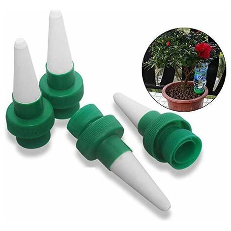 Kit d'arrosage goutte à goutte,Automatique Plante d'irrigation d'eau Distributeur cône en céramique tête Plante verseur Goutte à Goutte d'irrigation pour Jardin, Plante d'intérieur, Fleurs 4 pièces,