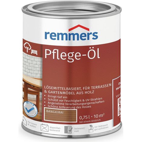 Remmers Pflege-Öl bangkirai, 0,75 Liter, Holzöl für Holz innen und außen, wasserabweisend, wetterfest, für Gartenmöbel und Holzterrassen geeignet