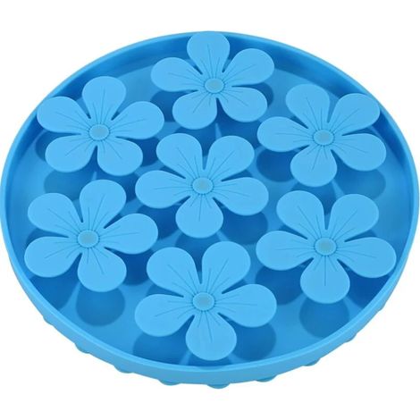 Sollbry Gamelle Anti Glouton Chien,Slow Feeder pour Animaux Chat/Chien en Silicone Caoutchouc Doux Mignon en Forme de Fleur bleu (1/5)