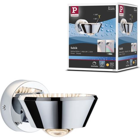 plafonnier LED WallCeiling Sabik IP44 230 V rond incl. 1x9 / 1x4 watts gradable plafonnier Chrome plastique 2700 K (1/5)