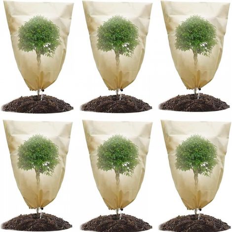 Lot de 6 Housse d'hivernage pour Plantes en Pot, Housse de Protection pour Plantes Plantes de Protection Contre le Gel Hiver avec Cordon 60 x 80 cm (1/5)
