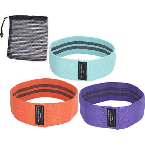 3 Bandes Élastiques de Résistance Fitness pour Squats et Fessiers - Renforcement Musculaire des Jambes et Hanches - Vert, Orange, Violet (1/5)