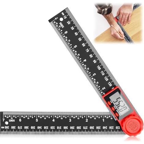 Rotierender Winkelmesser Digital 360°, 200 mm Winkellehre avec Lcd Anzeige, HOLD et Feststell Funktion, 2 dans 1 (1/5)