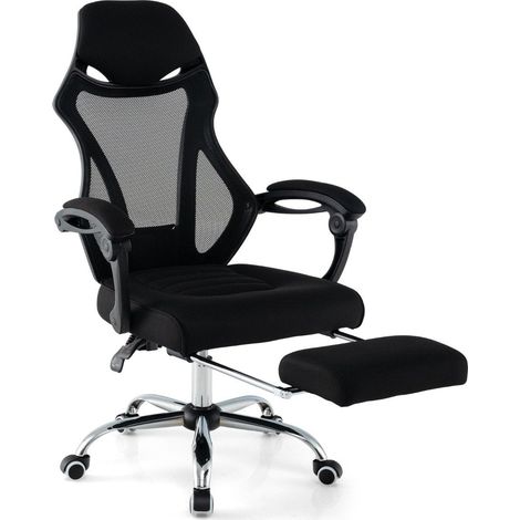 Sedia da ufficio ergonomica in rete con poggiapiedi e poltrona direzionale con schienale inclinabile regolabile in altezza