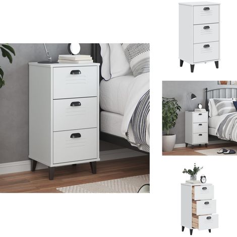 Table de chevet VIKEN blanc bois d'ingénierie - Table De Chevet - Meuble De Chambre - Table Industrielle - Commode - Rangement (1/5)