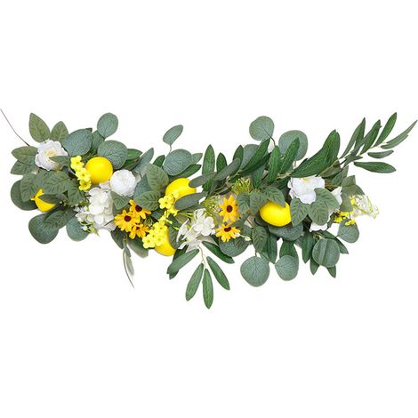 Décoration murale végétale artificielle, guirlande eucalyptus et vigne citron 60cm, style naturel pour intérieur, sans entretien (1/5)