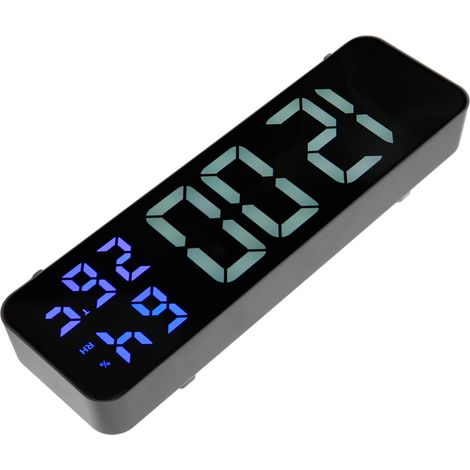 LED-Spiegeluhr (23 cm) mit multifunktionalem Digitalwecker, Datums- und Luftfeuchtigkeitsanzeige für Schlafzimmer, Wohnzimmer und Büro (1/5)