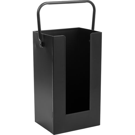 Leñero para la chimenea de metal con asa negro 37x18x42 (1/5)