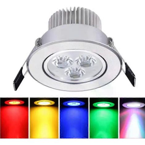 Spot encastré LED 3W rond RGB ultra lumineux en aluminium AC220V, dimmable, pour plafond, éclairage d'ambiance (maison, KTV) - JXLGV (1/5)